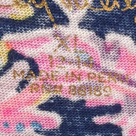 Lilly Pulitze Girls XL12/14 Long Sleeve Colorful Floral Top Navy & Multicolor - Picture 3 of 4